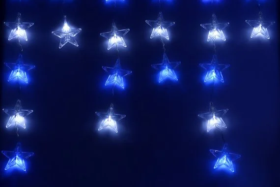 Гирлянда "Фигурный светодиодный занавес" 5,5*0,5м 56подвесов 196LED IP20, белый и синий  Uniel