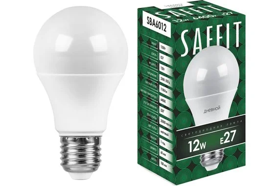 Лампа светодиодная 12W 230V E27 6400K 1100Lm  SAFFIT