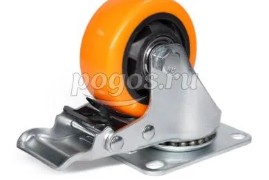 Колесо  75мм полиуретан. поворотн. с тормозом нагрузка 80кг