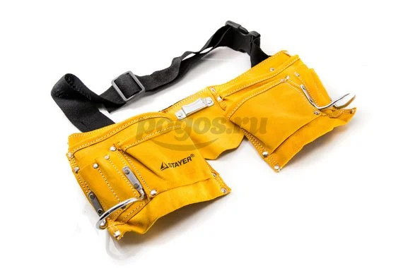 Пояс для инструментов, кожаный, 10 карманов, 2 скобы Master  STAYER