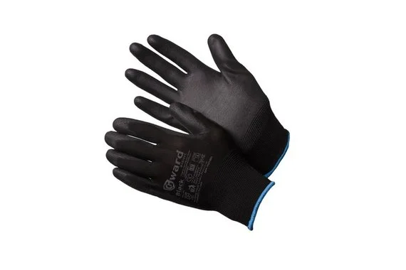 Перчатки нейлоновые черного цвета с полиуретановым покрытием Black р-р 9,10  GWARD