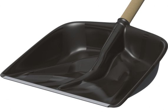 Лопата снеговая с метал. планкой и дер. черенком Альфа 460×420мм