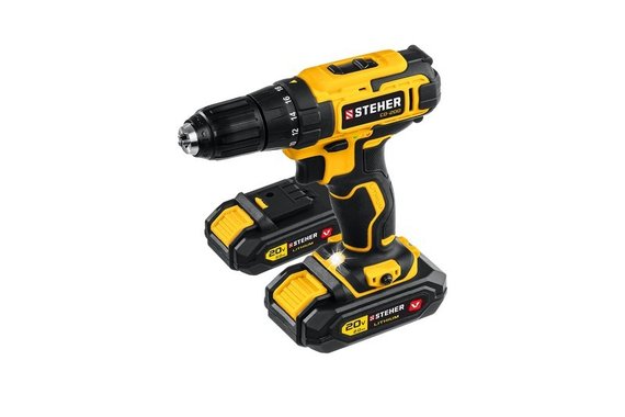 Шуруповерт аккумуляторный 20В Li-ion 2*2Ач  STEHER